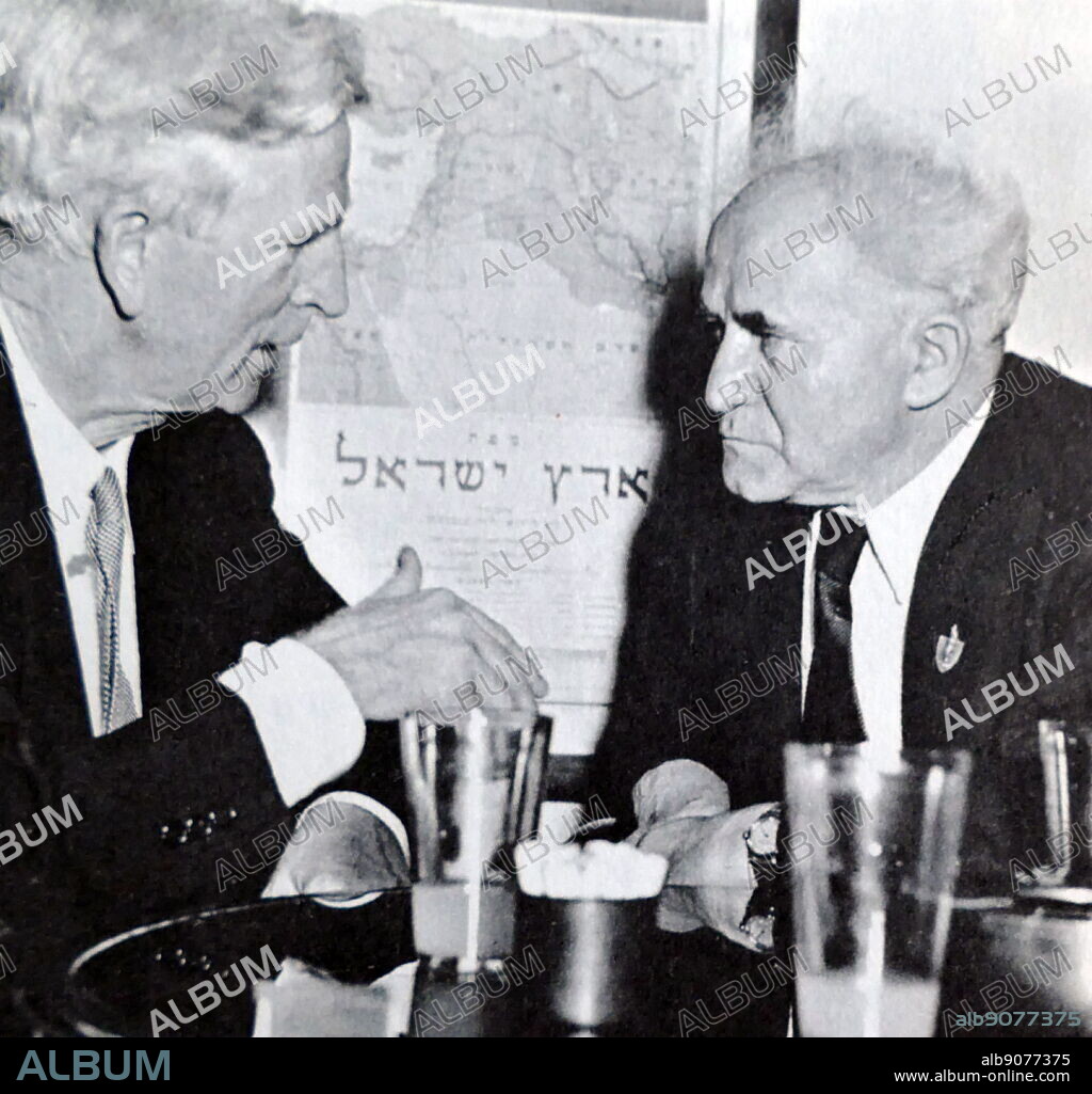 Israeli Prime Minister David Ben-Gurion (Right), meeting James Grover McDonald (1886 - 1964)United States diplomat. He served as the first U.S. Ambassador to Israel from 1948 - 1951.