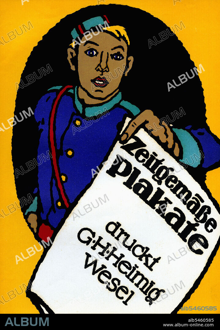 Publicidad. Alemania. Impresiones de carteles contemporáneos G. H. Heimig, de Wesel. Año 1914.