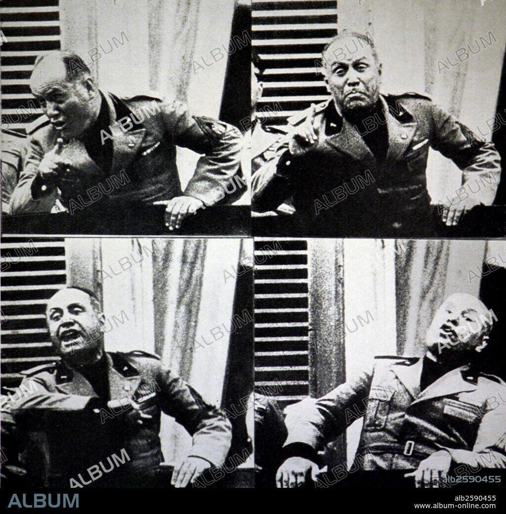 Benito Mussolini (1883-1945)Italian fascist leader poses during a public speech. ( Four images).