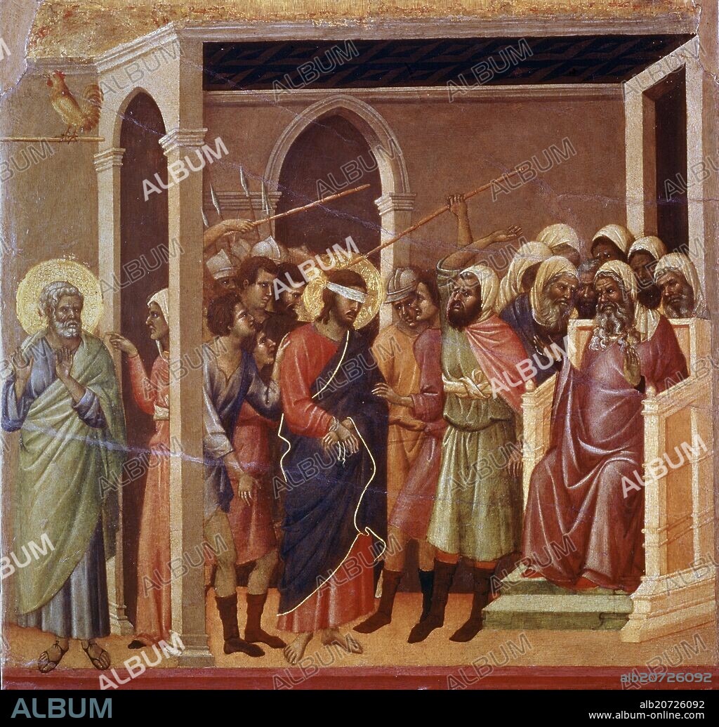 DUCCIO DI BUONINSEGNA (1255-1319). LA MAESTA - CRISTO GOLPEADO - LA NEGACION DE SAN PEDRO - 1308-1311 - TEMPLE/TABLA - 45,5 x 53,7 cm - GOTICO INTERNACIONAL.