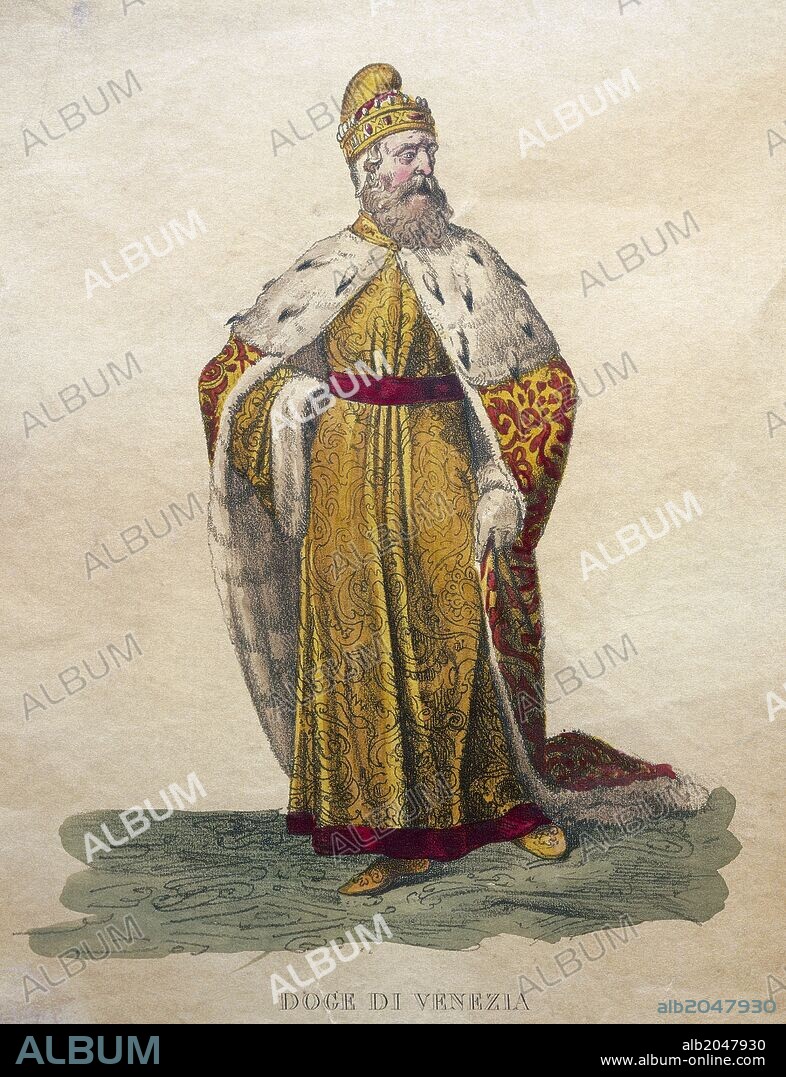 Costume sketch for the role of the Doge in the opera Otello, 1816, by Gioachino Rossini (1792-1868).