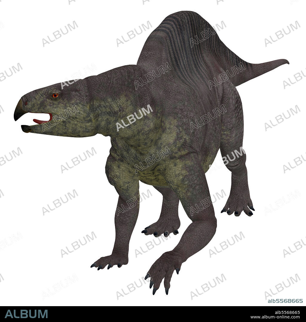 Lotosaurus dinosaur on white background. Lotosaurus adentis was a herbivorous poposauroid dinosaur that lived in China during the Triassic Period.