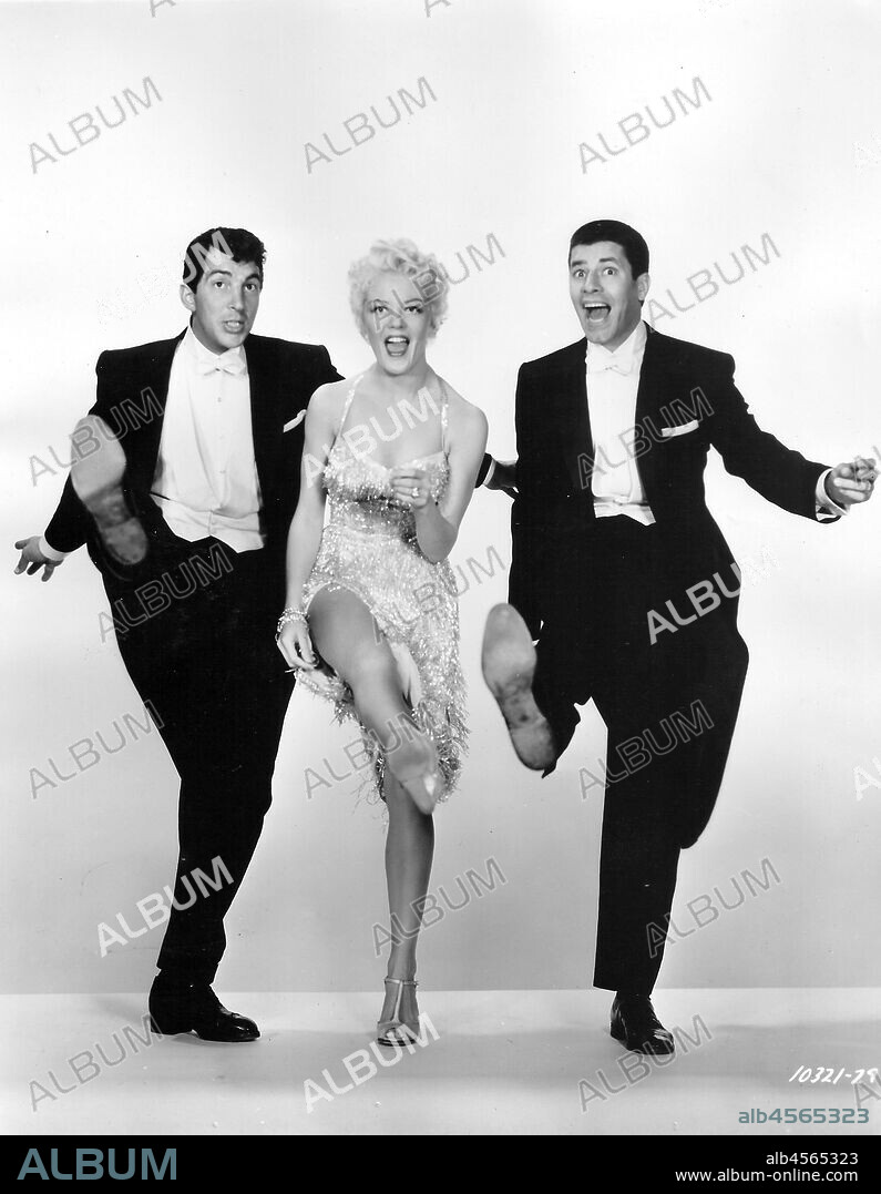 DEAN MARTIN, JERRY LEWIS and SHEREE NORTH in LIVING IT UP, 1954, directed by NORMAN TAUROG. Copyright PARAMOUNT PICTURES.