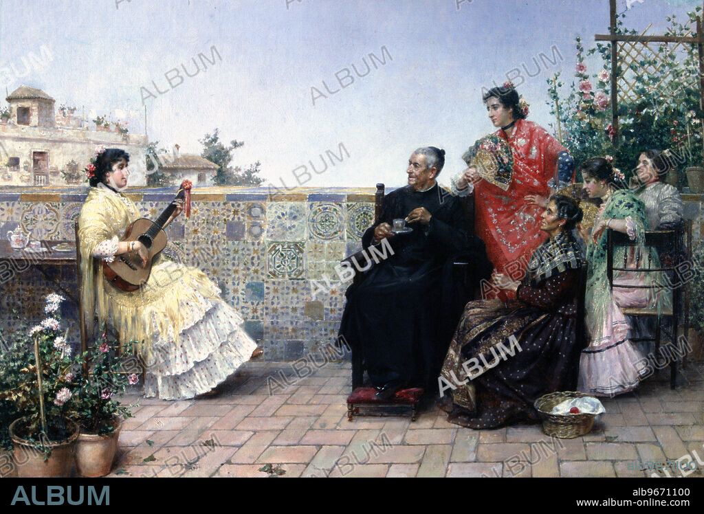 JOSé RICO CEJUDO. JOSE RICO CEJUDO. PINTOR ESPAÑOL. SEVILLA 1864-1935. "LA VISITA DEL CURA" OLEO SOBRE LIENZO. SAMMER GALLERIES. MADRID.