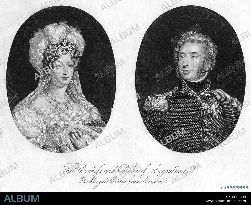 Duke and Duchess of Angouleme. Louis-Antoine, Duke of Angouleme (1775-1844), married Marie-Therese Charlotte, the only surviving child of Louis XIV and Marie Antoinette, in 1799. In 1830, after the abdication of Charles X, they were briefly (for about 20 minutes) King and Queen of France before deciding not to accept the throne, which passed to Louis-Philippe instead.