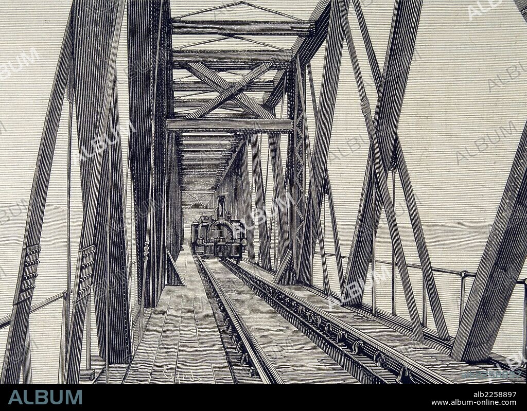 FERROCARRILES. INGLATERRA. CATASTROFE DEL PUENTE SOBRE EL RIO TAY EN DUNDEE , AÑO 1880. SECCION DEL PUENTE QUE ATRAVESABA EL TREN EN EL MOMENTO DE PRODUCIRSE EL SINIESTRO.