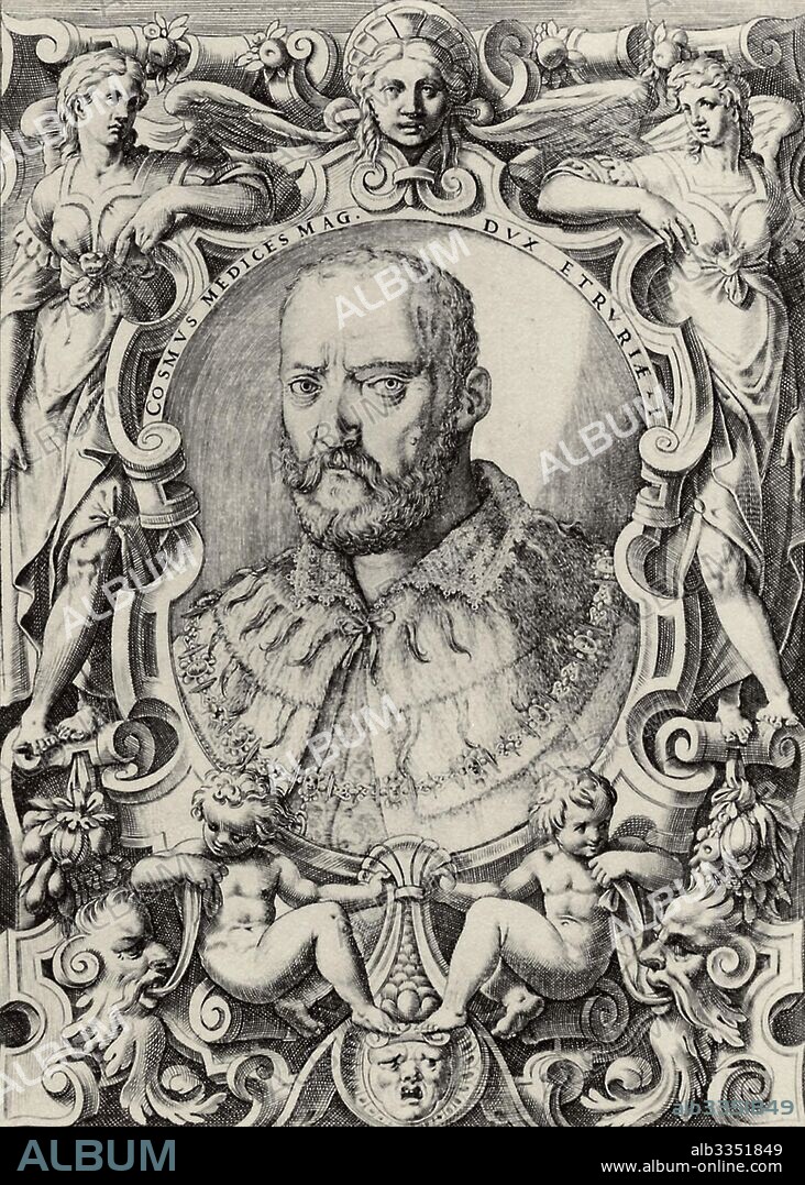 AGOSTINO CARRACCI. Portrait of Grand Duke of Tuscany Cosimo I de' Medici (1519-1574).