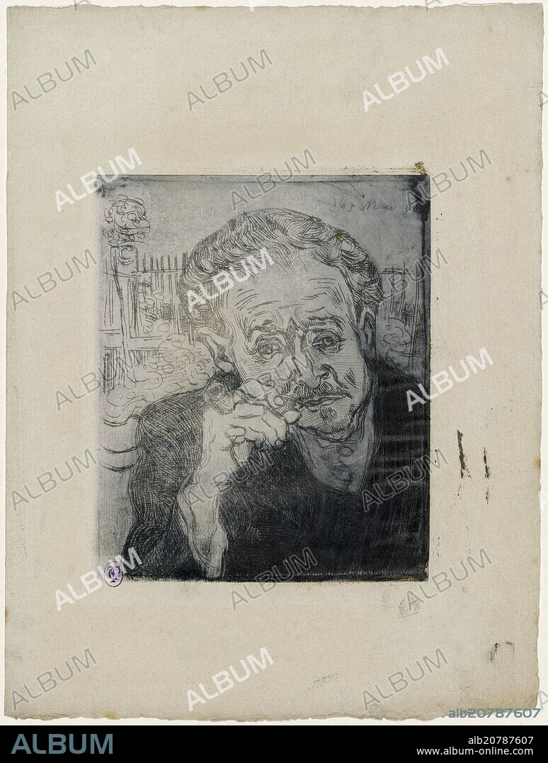 VINCENT VAN GOGH. RETRATO DEL DOCTOR GACHET - AUVERS-SUR-OISE - 15 DE JUNIO DE 1890 - GRABADO - 18 cm x 15 cm.