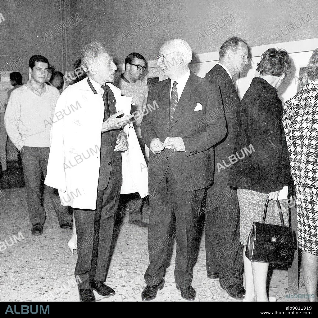 Madrid, 1961. José María Pemán and Jean Cocteau, at the Goya exhibition.