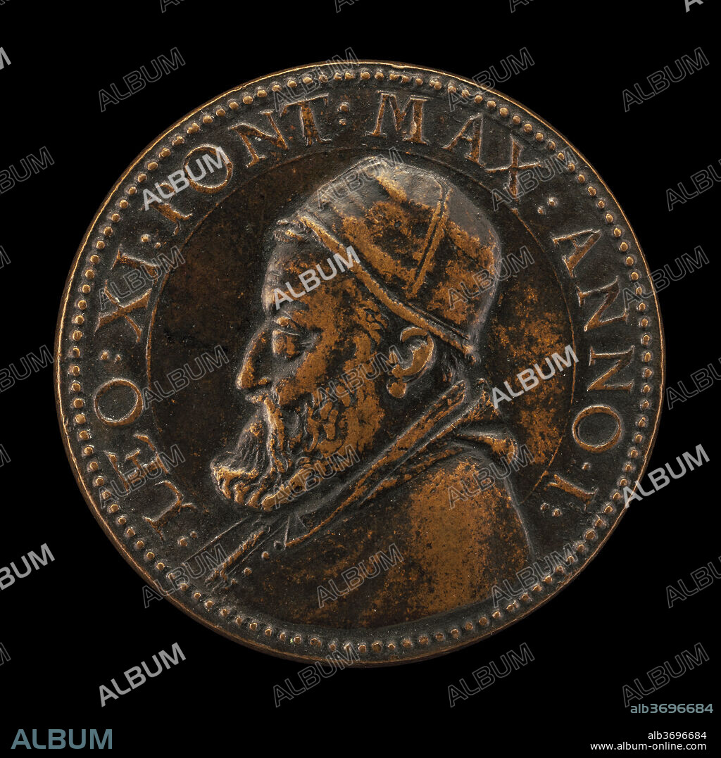 GIORGIO RANCETTI. Leo XI (Alessandro Ottaviano de' Medici, 1535-1605), Pope 1605 [obverse]. Dated: 1605. Dimensions: overall (diameter): 3.7 cm (1 7/16 in.)  gross weight: 19.9 gr (0.044 lb.)  axis: 12:00. Medium: bronze.