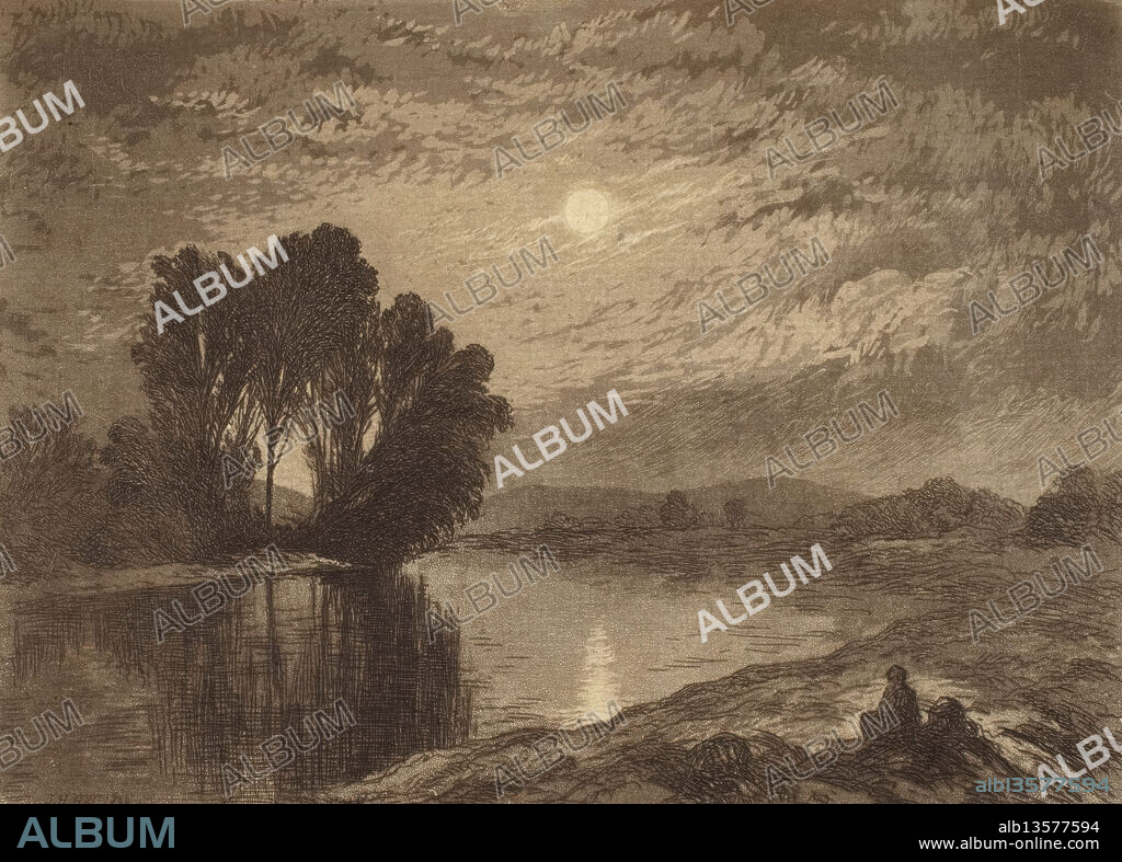 JOHN HENRY HILL. Moonlight on the Androscoggin, c1860-1920.