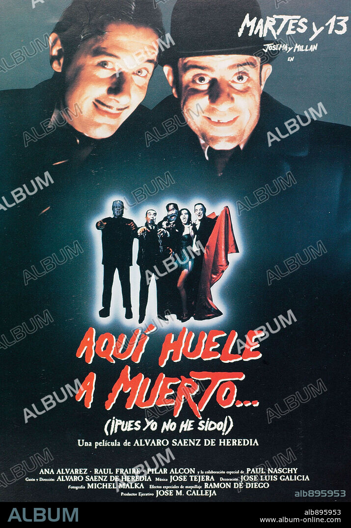 Poster de AQUI HUELE A MUERTO..., 1990, dirigida por ALVARO SAENZ DE HEREDIA.