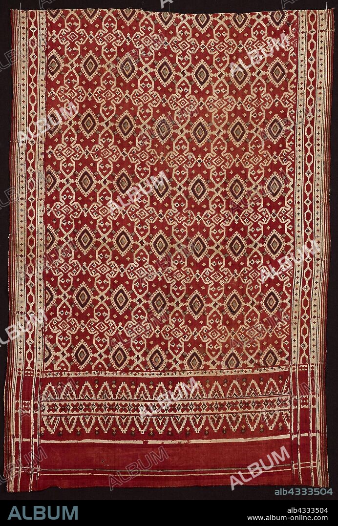 Heirloom Textile (sarasa), 18th century, India, Gujarat, India, Cotton, plain weave, block-printed mordant and resist-dyed, painted, 146 x 97.9 cm (57 1/2 x 38 1/2 in.).