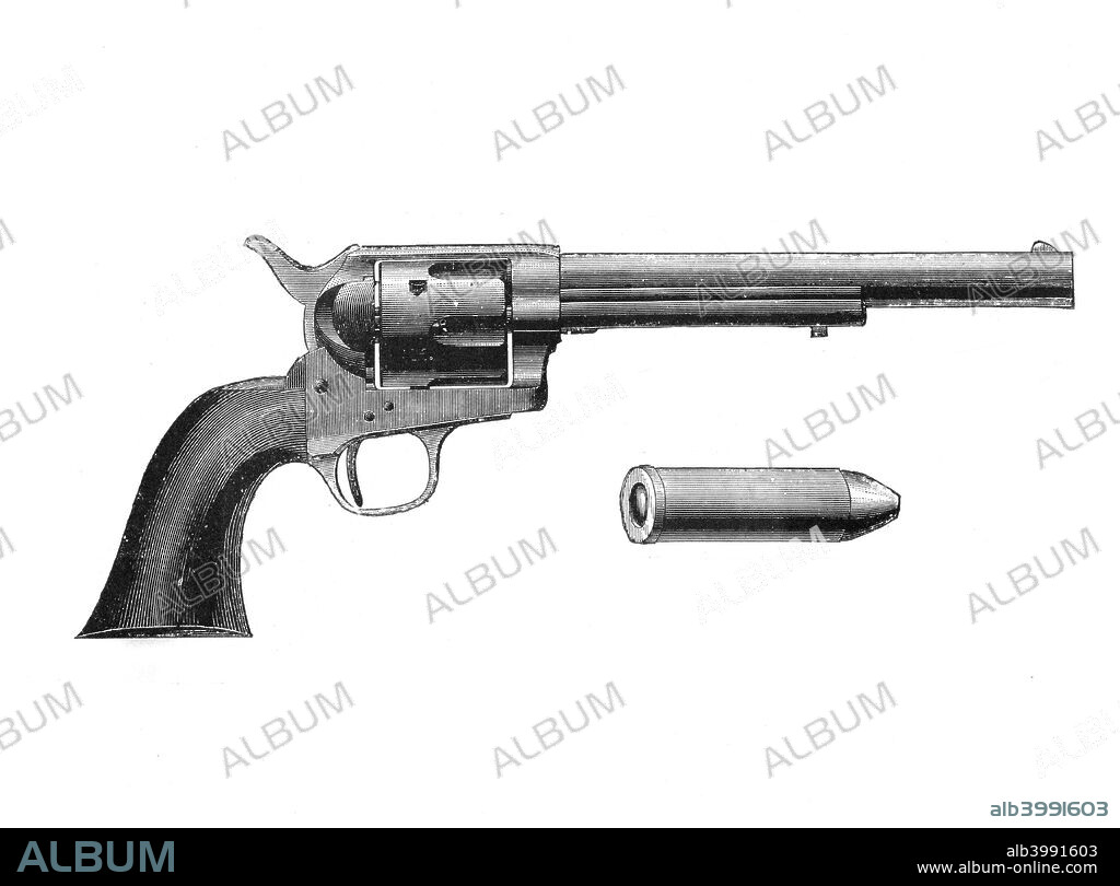 Colt Frontier revolver, invented by Samuel Colt (1814-62), c1890. Also known as the Colt Peacemaker.  After Mexican War of 1846-48, was adopted by the US Army.