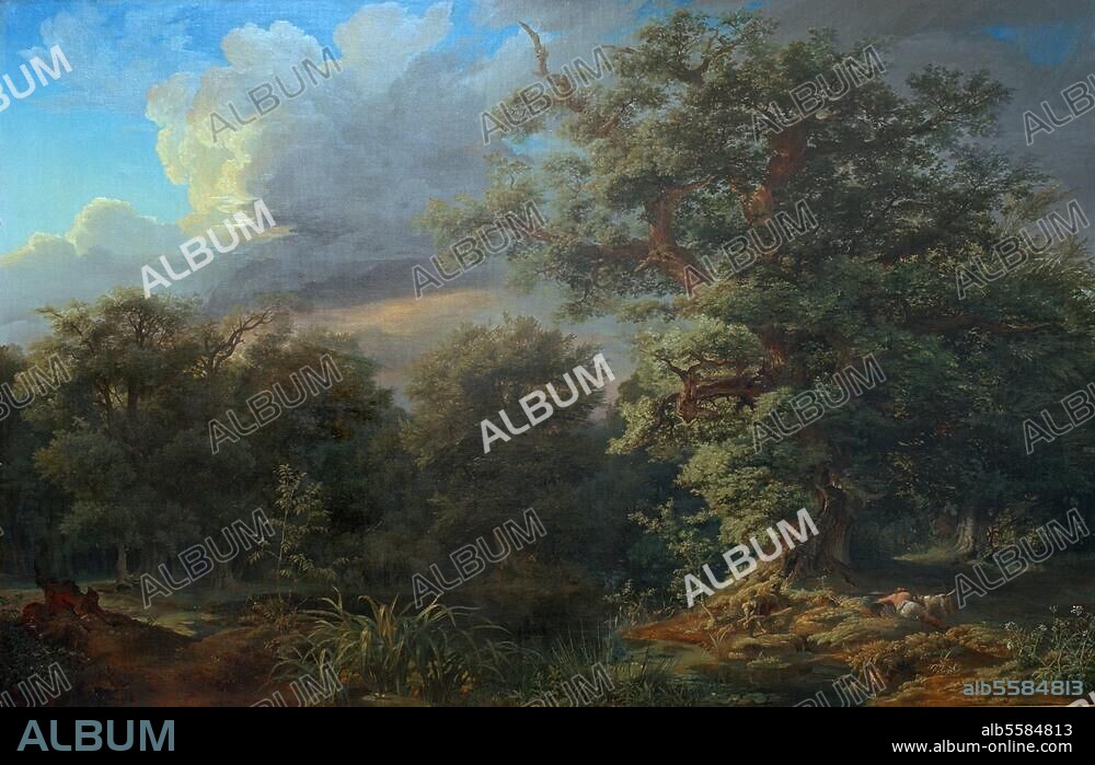 JOHANN WILHELM SCHIRMER. Schirmer, Johann Wilhelm. 1807-1863. "Deutscher Urwald", 1828. Öl auf Leinwand, 90 × 141 cm. Privatsammlung, Krefeld.