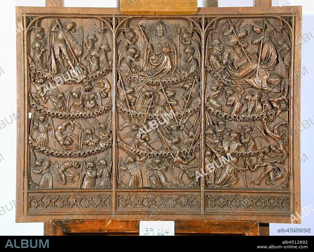 Unknown (Flemish), The Fall of the Rebellious Angels, 15th Century, Oak, Overall: 22 × 29 inches (55.9 × 73.7 cm).