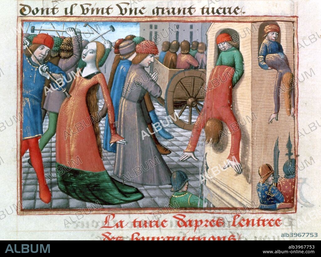 Massacre of the Armagnacs by the Bourguignons, Paris, May-June 1418, (1484). Illustration from the Vigils of Charles VII by Martial of Paris, in the collection of the Bibliotheque Nationale, Paris.