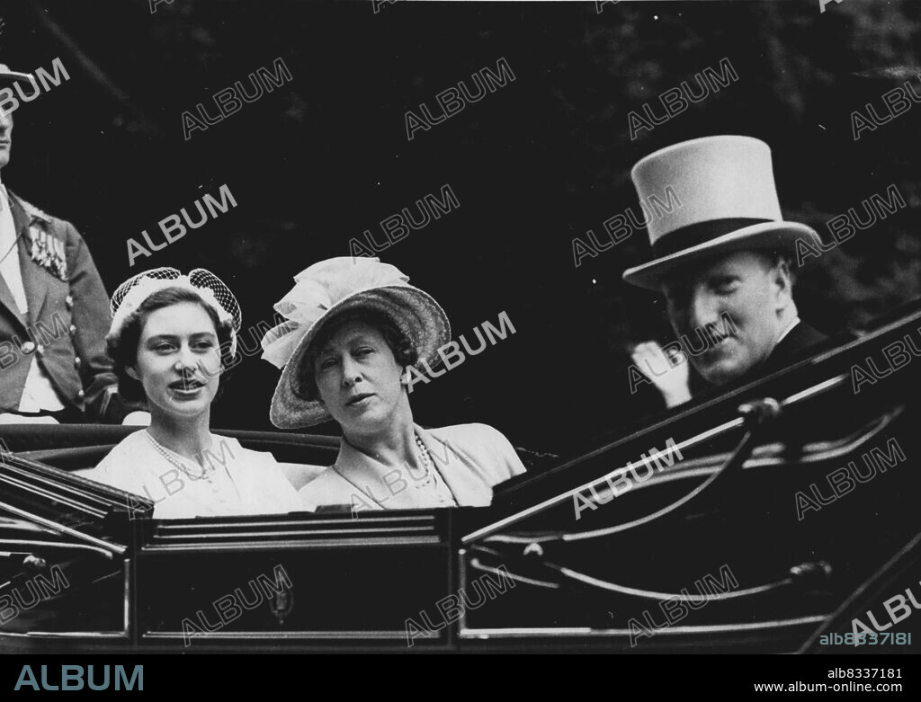 Photo Shows:- The Earl of Dalkeith rides in Princess Margaret's carriage an route from Windsor Great Park to Royal ***** (June 13th 1950) with them is the Princess Royal. The Earl of Dalkeith Royal Engagement Report:- In a report from London, the Paris newspaper "France Soir" says that Princess Margaret's engagement to the Earl of Dalkeith will be announced in August. The Earl who is heir to the Duke of Buccleuch is 26, He served in the Royal Nave throught out the war. June 01, 1950. (Photo by Fox Photos).