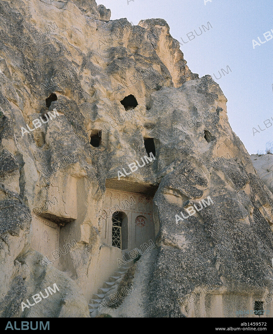 TURQUIA. GOREME. Vista de las viviendas excavadas en la roca. Capadocia.