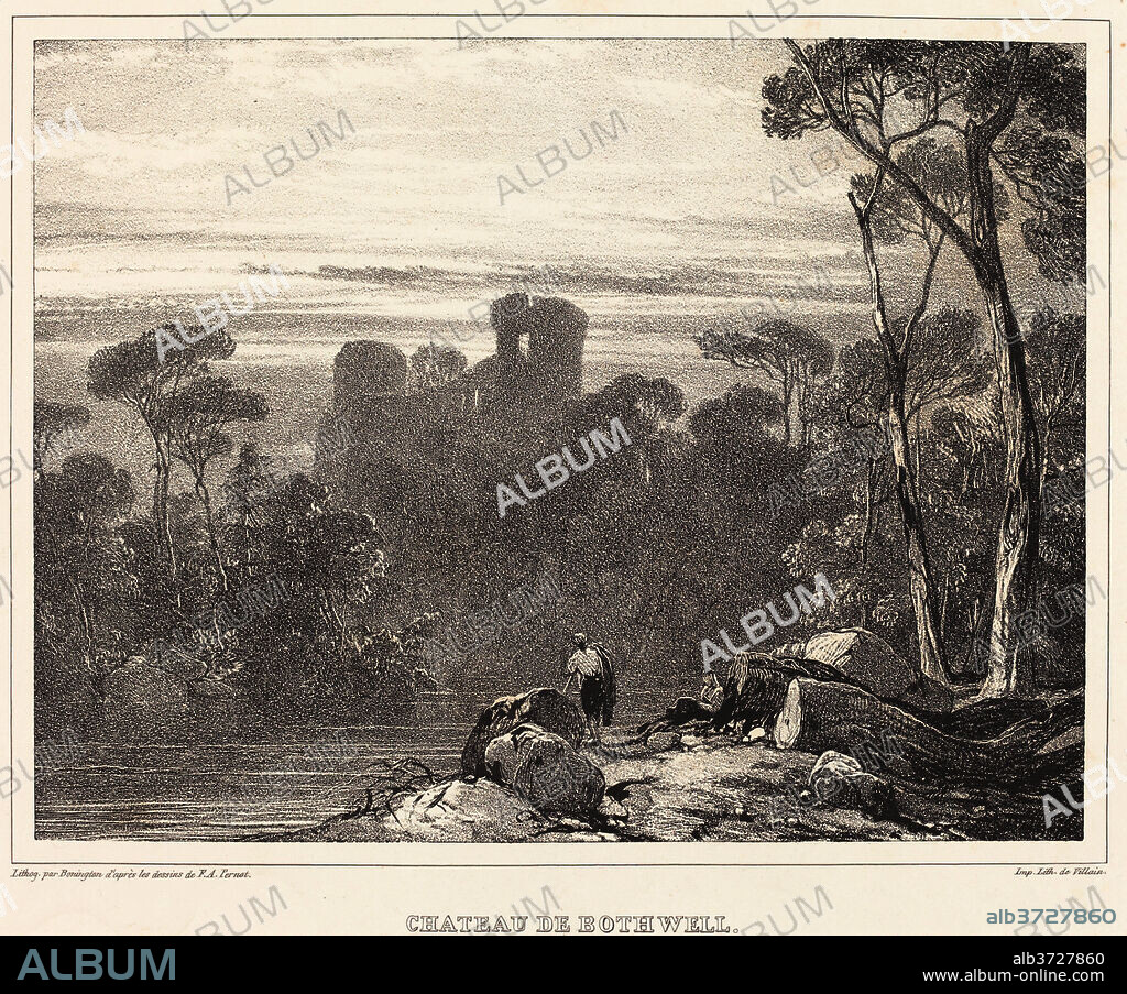 RICHARD PARKES BONINGTON AFTER FRANCOIS ALEXANDRE PERNOT. Chateau de Bothwell. Dated: 1826. Medium: lithograph.