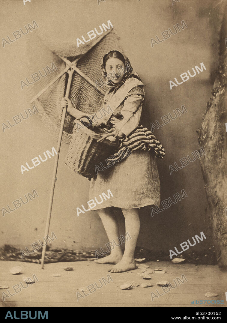 FÉLIX JACQUES ANTOINE MOULIN. A Shrimp Fisher Girl. Dated: c. 1854. Dimensions: image: 21.8 x 16.3 cm (8 9/16 x 6 7/16 in.)  mount: 37.7 x 29.6 cm (14 13/16 x 11 5/8 in.). Medium: albumen print.
