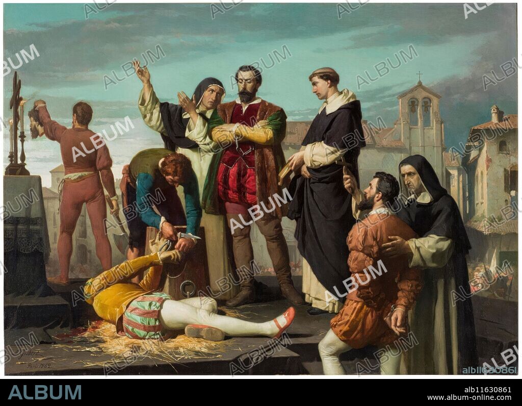 Antonio Gisbert Pérez / 'Los comuneros Padilla, Bravo y Maldonado en el patíbulo (réplica)'. 1862. Óleo sobre lienzo, 91 x 125,3 cm.