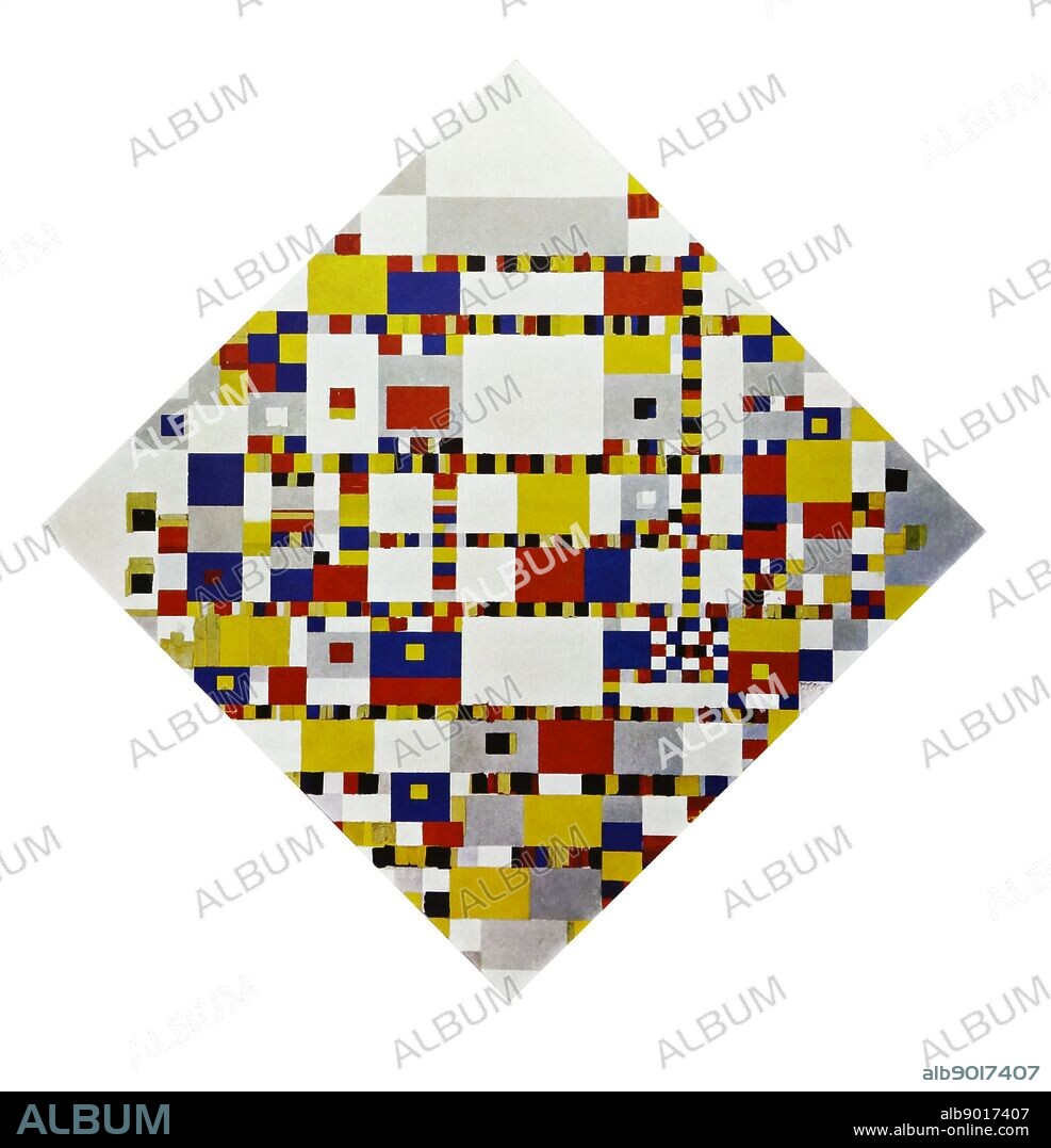 Painting by the famous Dutch artist Piet Mondrian (7th March 1872 - 1st February 1944), work titled 'Victory boogie-woogie'. Painted in 1942.