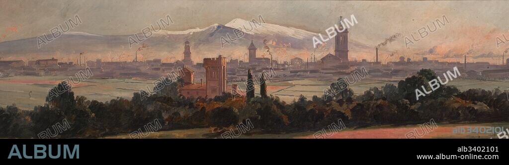 JOAN VILA CINCA y JOAN VILA I CINCA. Joan Vila i Cinca / "Panoràmica de Sabadell", 1910, Pintura (óleo sobre lienzo), 55 × 512 cm.