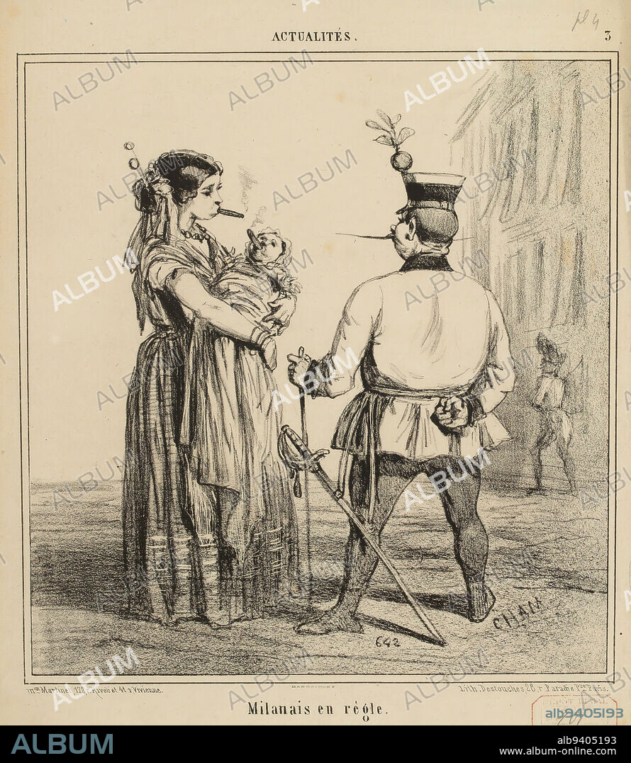 Milanese in good standing., Cham (Amédée Charles de Noé, alias), Draftsman-lithographer, Cham (Amédée Charles de Noé, alias), Draftsman, Martinet (printer-bookseller), Publisher, Destouches, Pierre Louis Hippolyte, Printer-lithographer, Array, Print, Graphic arts, Print, Lithography, Dimensions - Work: Height: 35 cm, Width: 26.2 cm.