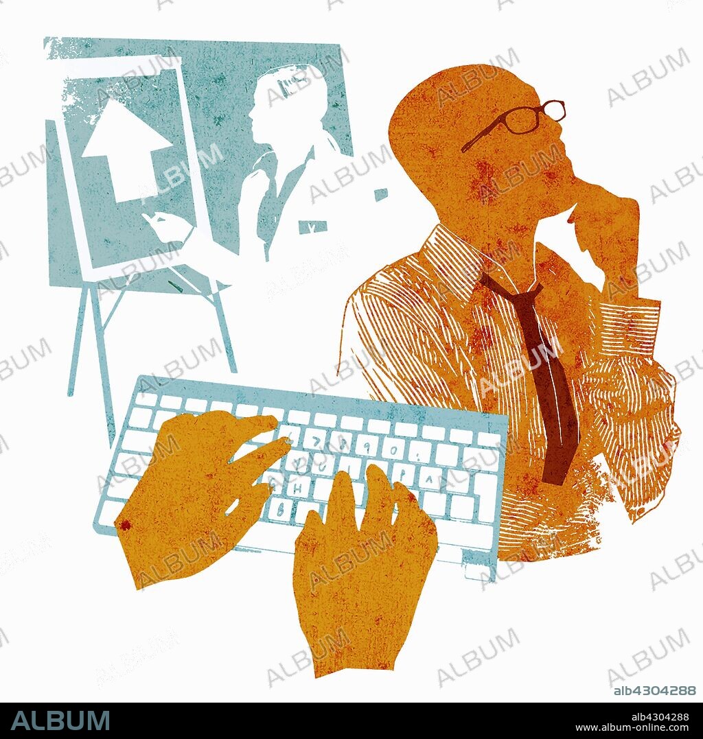 Business people working at presentation.