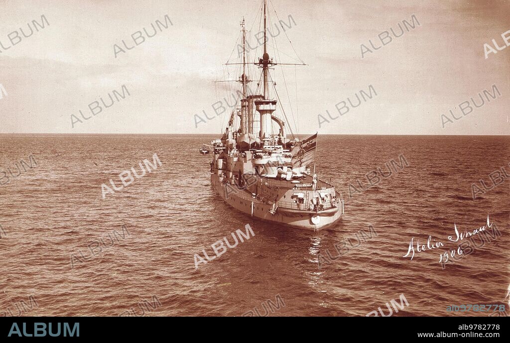 1906. The German battleship Kaiser Wilhelm which has taken part in the recent Maneuvers.