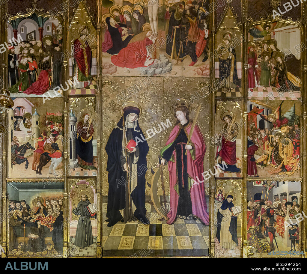 PEDRO GARCIA DE BENABERRE. Detail of the Altarpiece by Pedro García de Benabarre, located in the Chapel of Santa Clara de Asís and Santa Catalina de Alejandría, in the Cathedral of the Holy Cross and Saint Eulalia in Barcelona.
Gothic XV century.