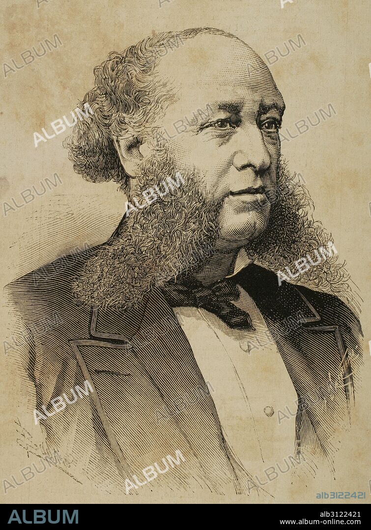 William Henry Vanderbilt (1821-1885). American tycoon. Engraving by Arturo Carretero (1852-1903). The Spanish and American Illustration, 1886.