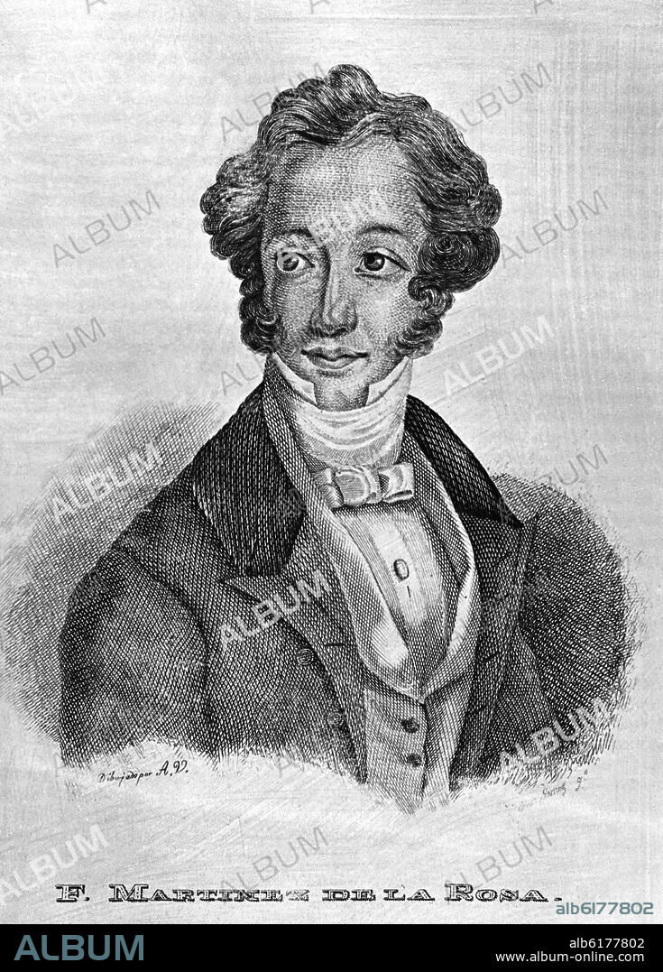JOSE GOMEZ DE NAVIA (1757-1815) GRABADOR. RETRATO DE FRANCISCO MARTINEZ DE LA ROSA - GRABADO S XIX.