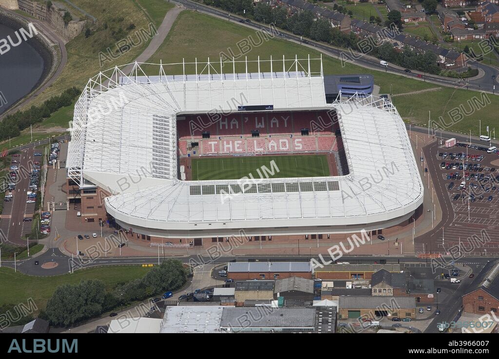 Stadium of Light, Sunderland, 2009. Aerial view of the home of Sunderland Football Club since 1997. The new ground for the Black Cats was built on the site of the old Wearmouth Colliery. The North Stand was subsequently extended with the addition of an upper tier in 2000.
