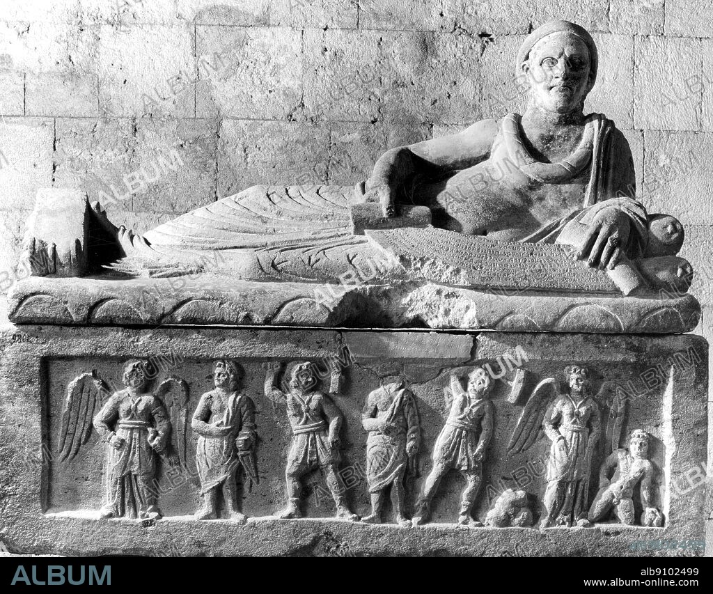 The sarcophagus of Lars Pulenas which bears one of the longest inscriptions ever found in the Etruscan lanuage.