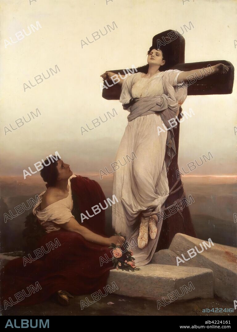 GABRIEL CORNELIUS VON MAX. 'Christian Martyr on the Cross (St Julia)'. Germany, 1865. Dimensions: 125x93 cm.