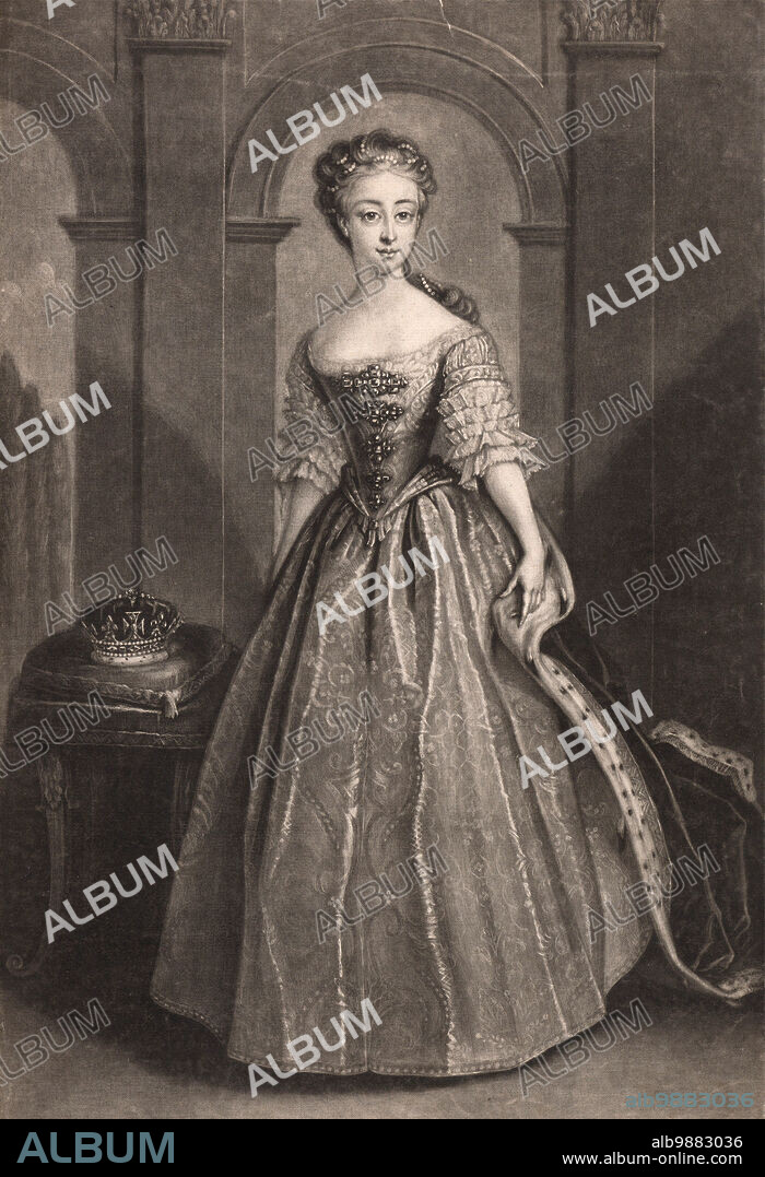 Princess Caroline Elisabeth of Great Britain, Ireland and Hanover (10 June 1713-28 December 1757) was the fourth child and third daughter of King George II of Great Britain and his wife Caroline of Ansbach, Historic, digitally restored reproduction of an original of the period.