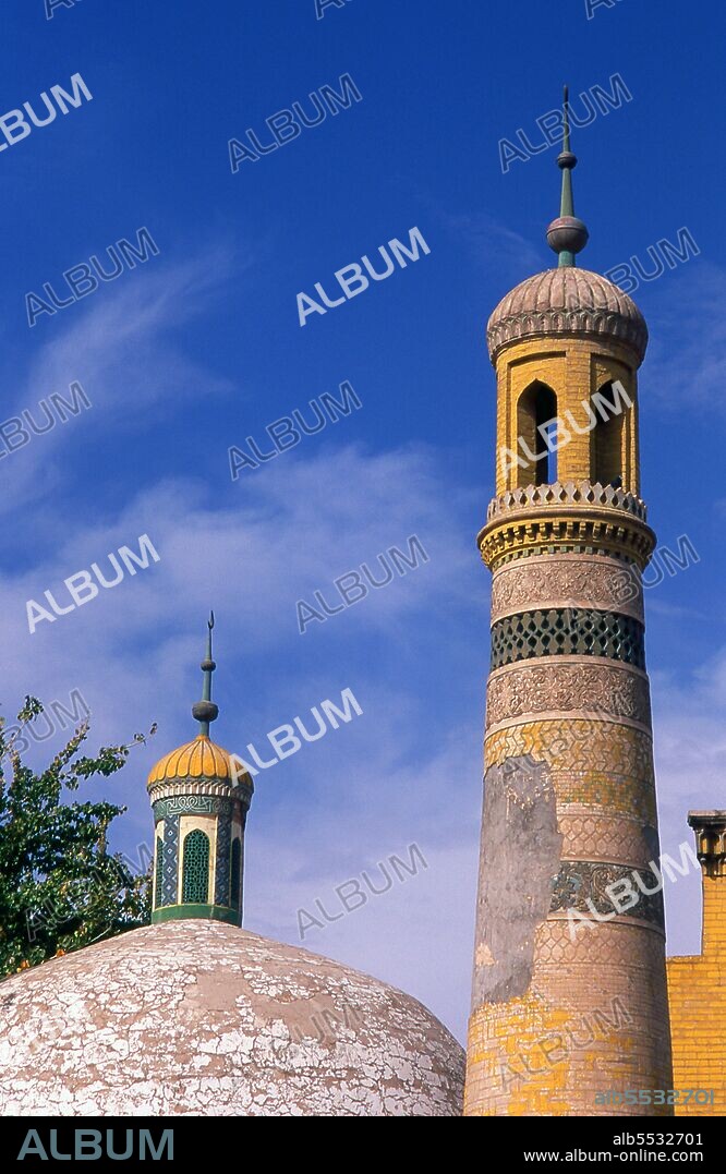 The Id Kah mosque (Uyghur: Héytgah Meschit, Chinese: Aitígaer) is a mosque located in Kashgar, Xinjiang, in the western People's Republic of China. It is the largest mosque in China. Every Friday, it houses nearly 10,000 worshippers and may accommodate up to 20,000. The mosque was built by Saqsiz Mirza in ca. 1442 (although it incorporated older structures dating back to 996) and covers 16,800 square meters. In 1933, on August 9, the Chinese Muslim General Ma Zhancang killed and beheaded the Uighur leader Timur Beg, displaying his head on a spike at Id Kah mosque. In March 1934, it was reported that the uighur emir Abdullah Bughra was also beheaded, the head being displayed at Id Kah mosque. In April 1934, the Chinese Muslim general Ma Zhongying gave a speech at Id Kah Mosque in Kashgar, telling the Uighurs to be loyal to the Republic of China Kuomintang government at Nanjing.