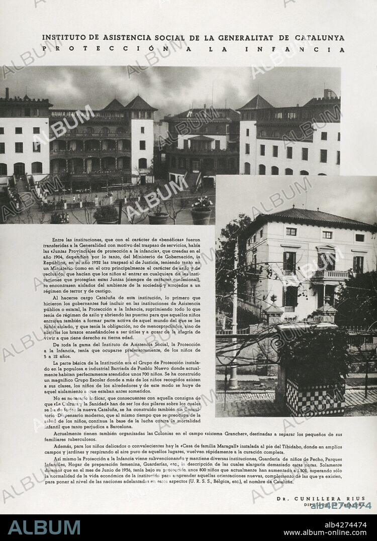 Revista "Nova Iberia", número 2, febrero de 1937. Revista del Comissariat de Propaganda de la Generalitat de Catalunya, editada entre enero y abril de 1937. Su finalidad consistía en explicar las actividades de la Cataluña republicana, y concienciamiento de la población. El Instituto de Asistencia Social de la Generalitat de Catalunya, protección a la infancia. Artículo firmado por el Dr. Cunillera Rius (diputado de Cataluña). Artículo firmado por Gaston Desheures. Biblioteca Histórico-Militar de Barcelona. Cataluña. España.