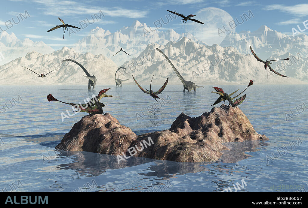 Eudimorphodon's were pterosaurs of the late Triassic period. Their main diet consisted of fish, making them piscivorous feeder.