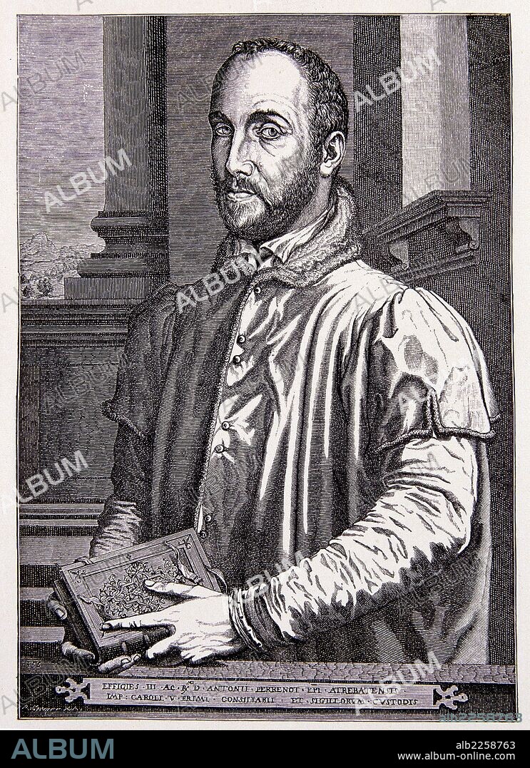 CARDENAL GRANVELA. GRANVELA, CARDENAL (ANTONIO PERRENOT. POLITICO ESPAÑOL A LA ORDEN DE FELIPE II. 1517-1586. GRABADO DE JUAN COLLAERT SACADO DE UN CUADRO DE ESCIPION PULZONE.