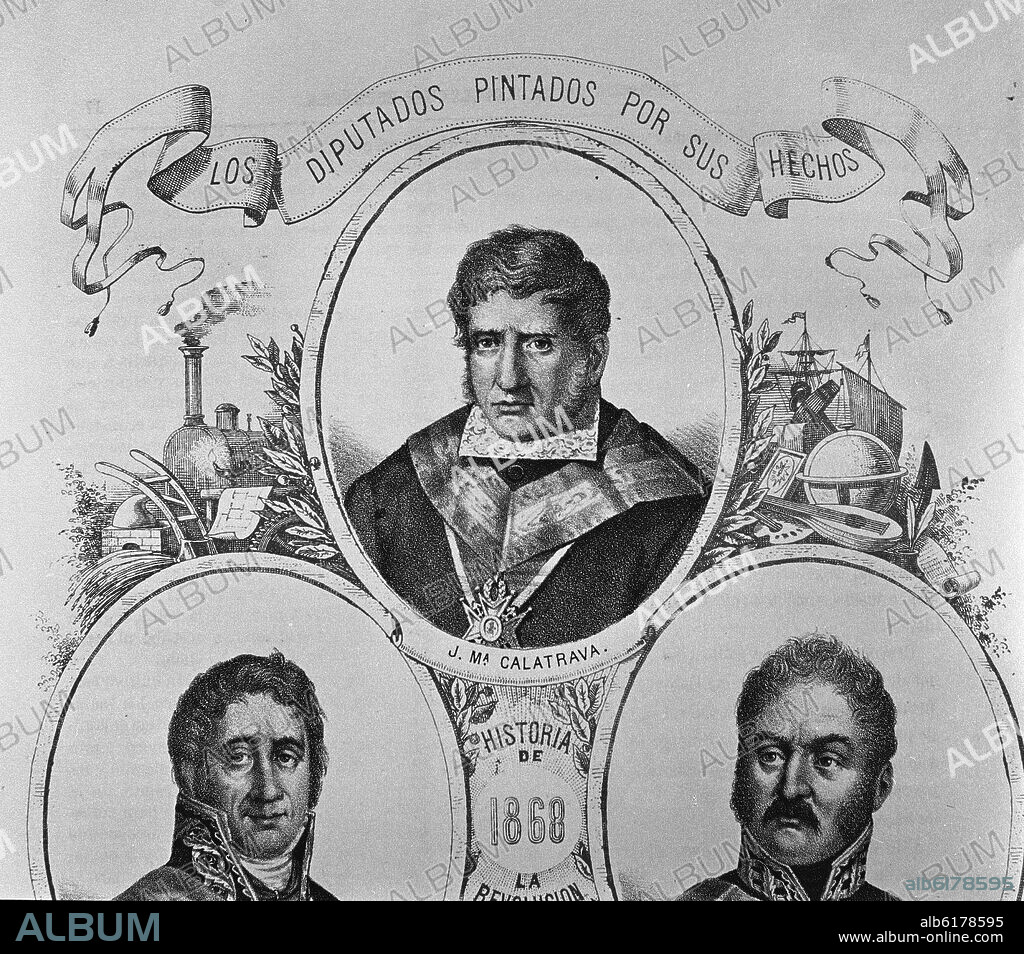 SANTIAGO LLANTA Y GUERIN-LITOGRAFO-. JOSE MARIA DE CALATRAVA 1781/1847-PRESIDENTE DEL GOBIERNO 1836.