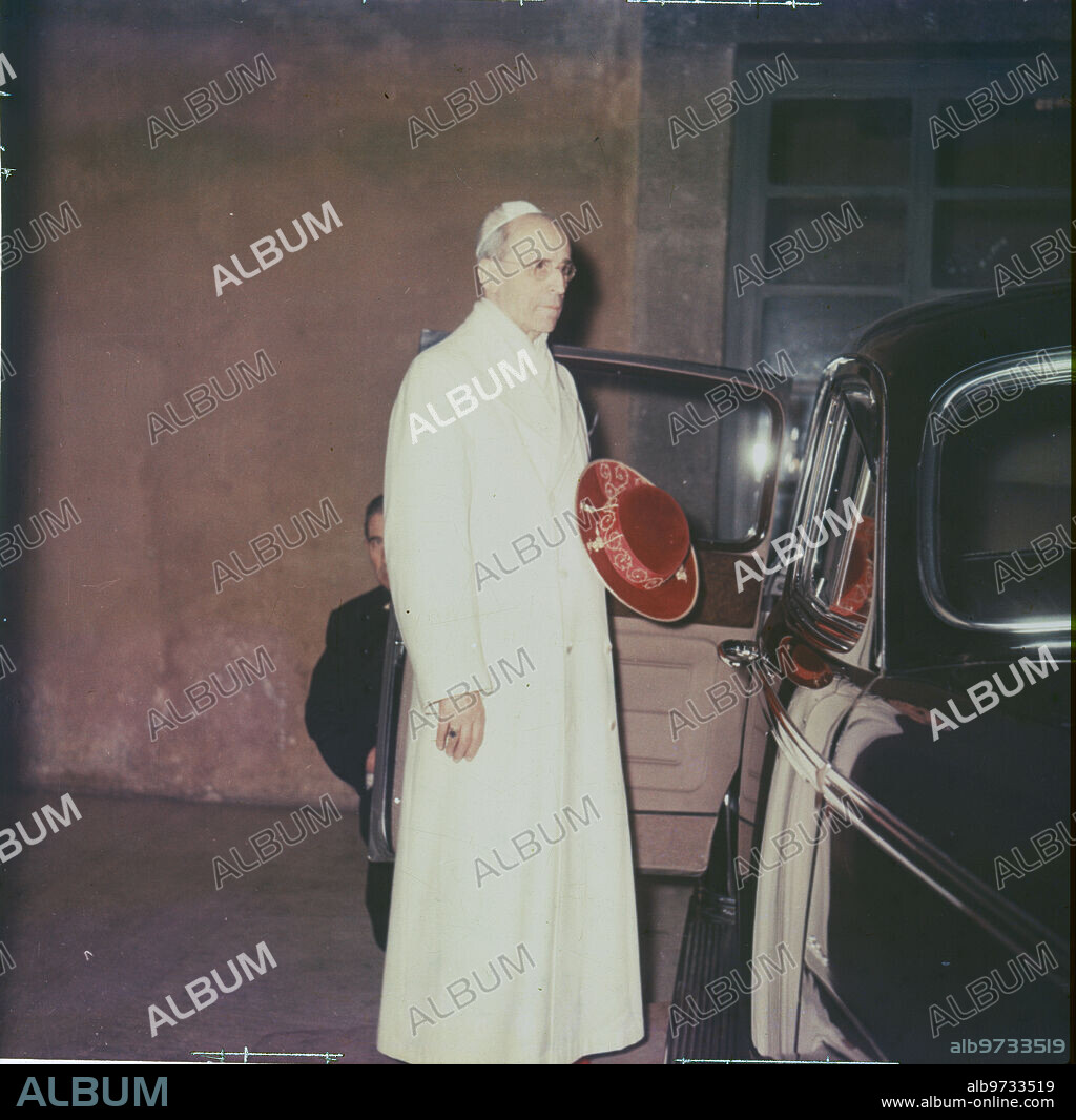 Vatican, 1958. Pope Pius XII. His last color photograph, taken on the way to Castel Gandolfo.