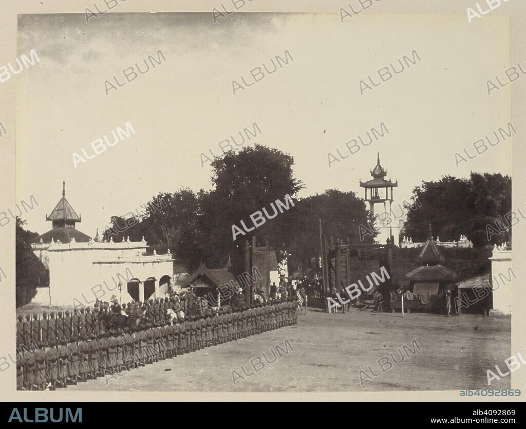 WILLOUGHBY WALLACE HOOPER. The arrival of Mr. Bernard, the Chief Commissioner, at the Palace of Mandalay, on the 15th Dec, 1885 . 'Burmah. A series of one hundred photographs illustrating incidents connected with the British Expeditionary Force to that country, from the embarkation at Madras, 1st Nov, 1885, to the capture of King Theebaw...'. 15 Dec. 1885. Photograph. Source: Photo 312/(24).