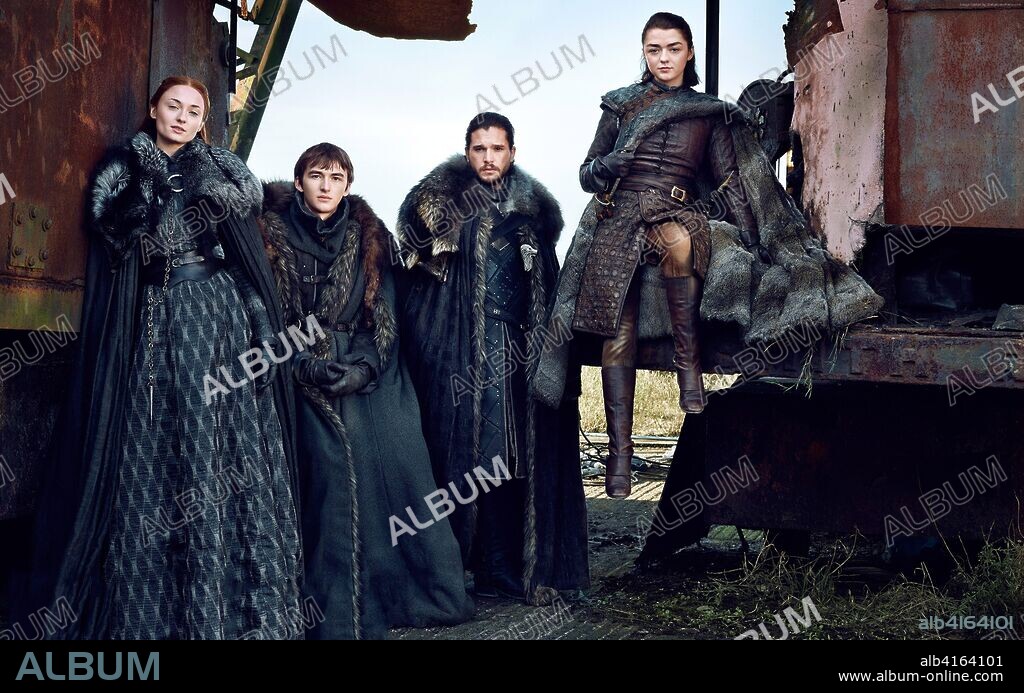 ISAAC HEMPSTEAD-WRIGHT, KIT HARINGTON, MAISIE WILLIAMS and SOPHIE TURNER in GAME OF THRONES, 2011, directed by DANIEL MINAHAN. Copyright HBO. Temporada 7.