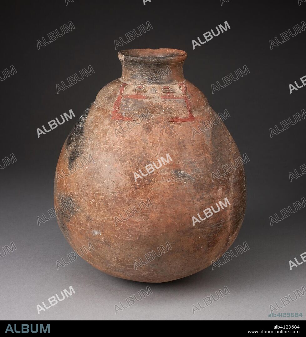 Jar with Abstract Human Face Painted on Shoulder. Paracas; Ica Valley, south coast, Peru. Date: 650 BC-150 BC. Dimensions: H. 21.3 cm (8 3/8 in.). Ceramic and pigment. Origin: Peru.