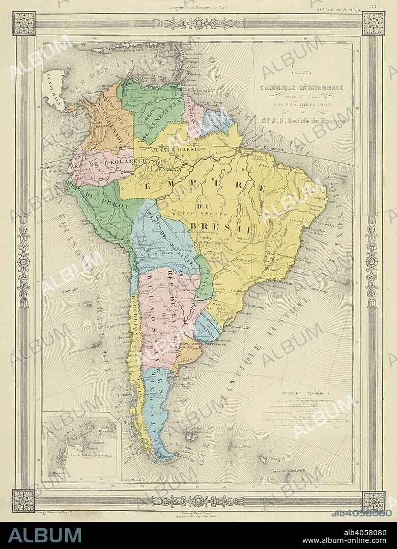 A map of South America. Atlas: AmeÌrique Septentrionale, AmeÌrique MeÌridionale, Afrique, Asie, Europe, France. [Paris], [ca. 1875?]. Source: Maps C.21.f.1, plate viii. Language: French.