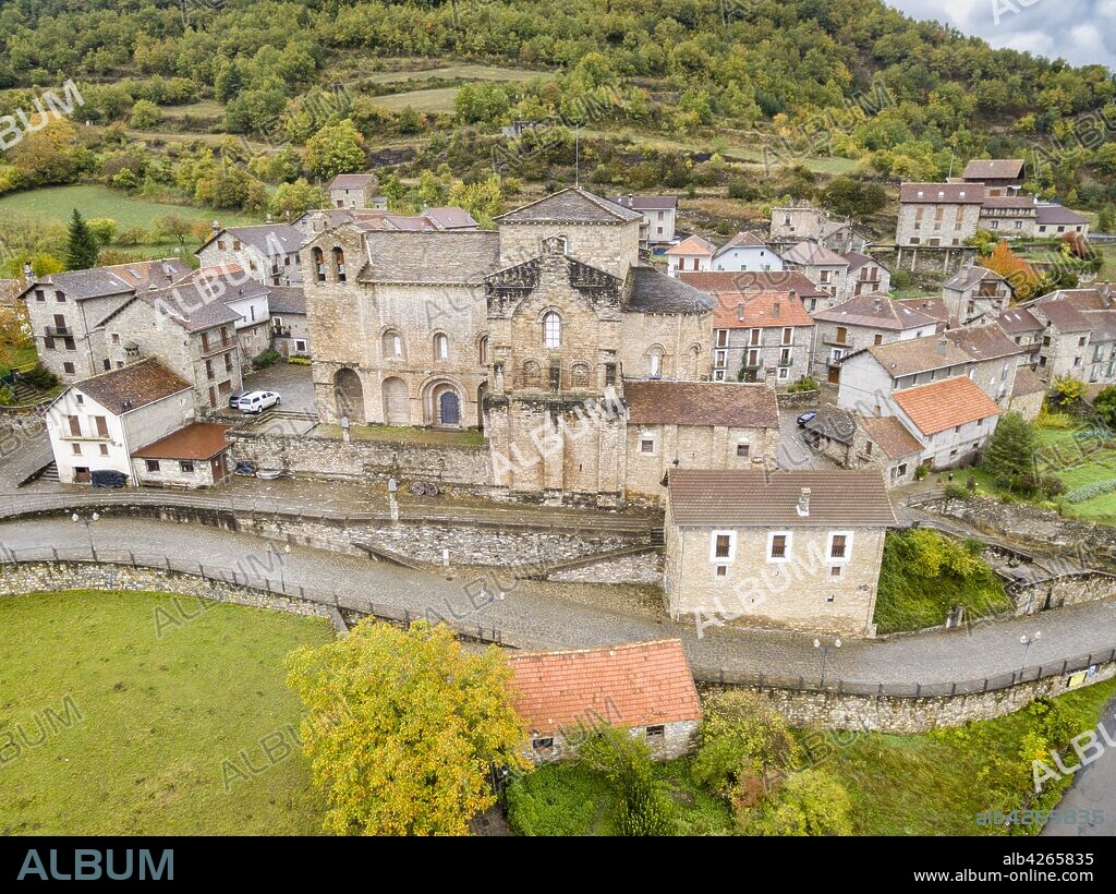 Monastery of San Pedro de Siresa, Romanesque, 9th-13th century, Siresa, Valley of Hecho, western valleys, Pyrenean mountain range, province of Huesca, Aragon, Spain, europe.