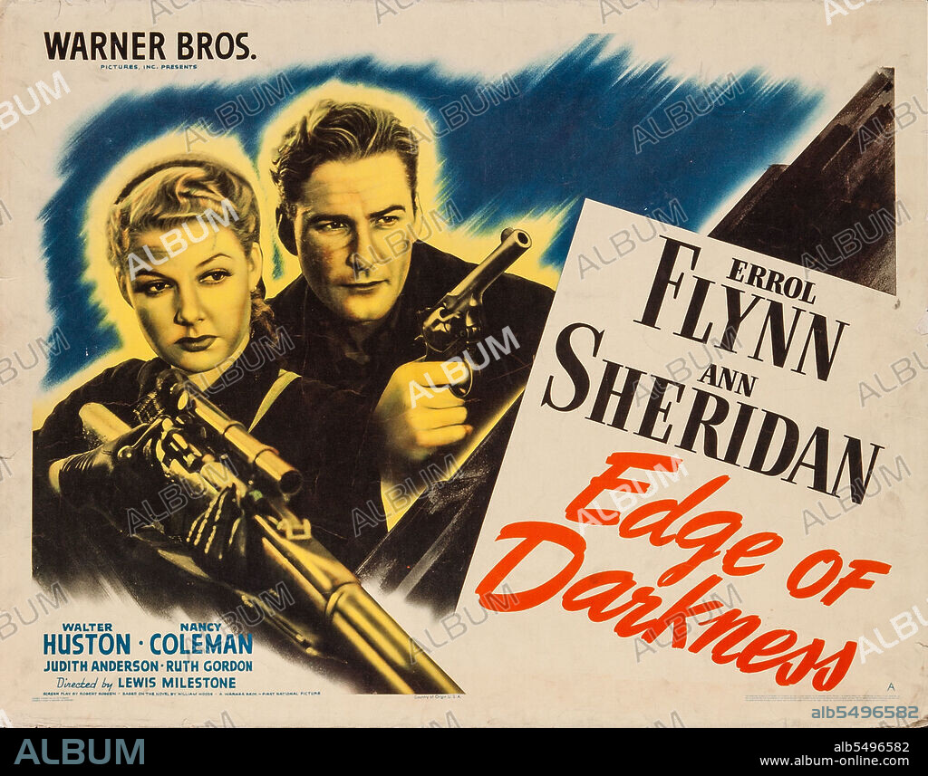 ANN SHERIDAN and ERROL FLYNN in EDGE OF DARKNESS, 1943, directed by LEWIS MILESTONE. Copyright WARNER BROS/FIRST NATIONAL.